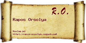 Rapos Orsolya névjegykártya
